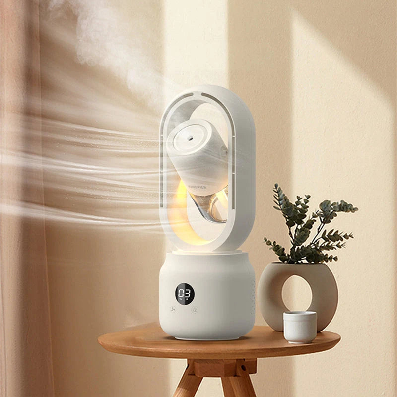 Summer Water Cooled Spray Mist Electric Fan USB Rechargeable Portable Wireless Air Humidifier Bladeless Ventilator Table Fan 