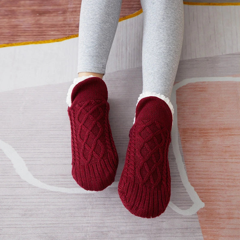 Winter Woolen Socks Women Thicken Warm Home Bedroom Socks Slippers Men Non-slip Foot Warmer Snow Socks Calcetines Mujer 