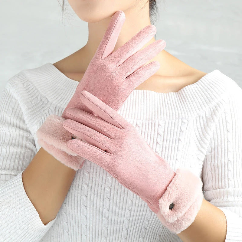 Suede Glove Warm Finger Gloves 