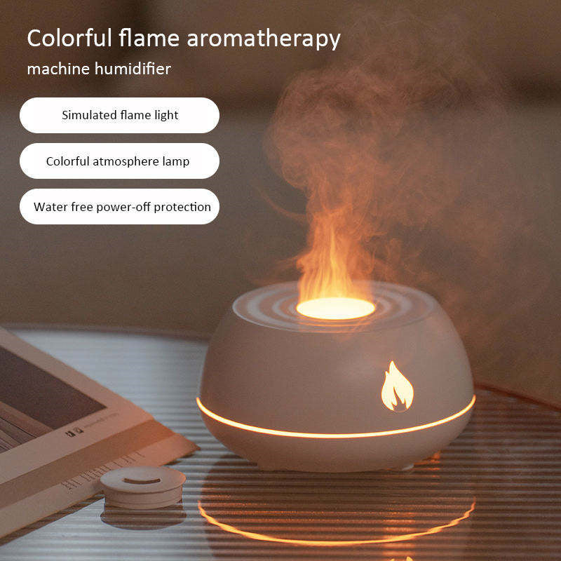 Flame Humidifier Aromatherapy Diffuser 7 Colors Light Home Air Humidifier 130ML USB Room Fragrance Essential Oil Diffuser 