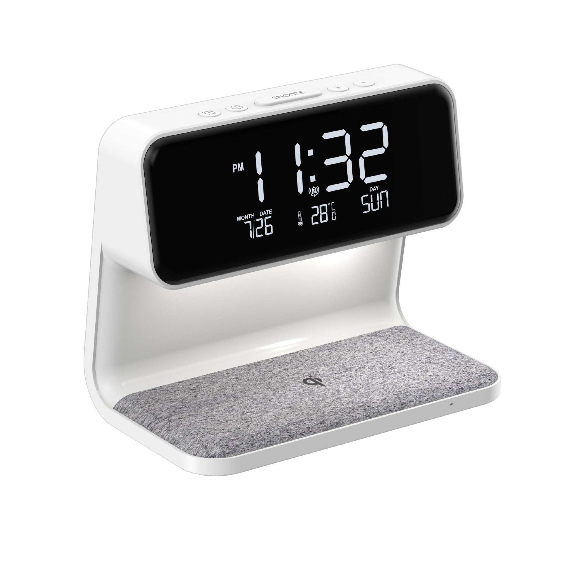 Creative 3 In 1 Bedside Lamp Wireless Charging LCD Screen Alarm Clock  Wireless Phone Charger 