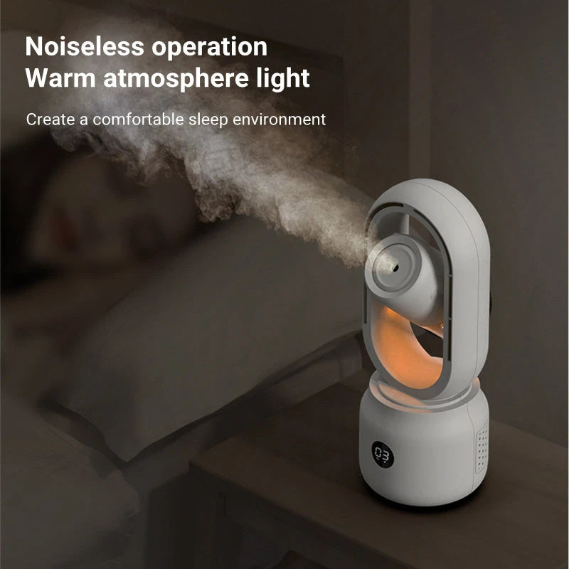 Summer Water Cooled Spray Mist Electric Fan USB Rechargeable Portable Wireless Air Humidifier Bladeless Ventilator Table Fan 