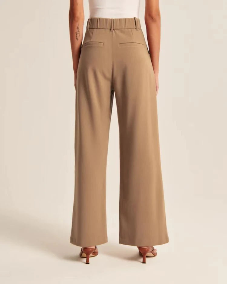 High Waist Straight Trousers With Pockets Wide Leg Casual Pants For Women 