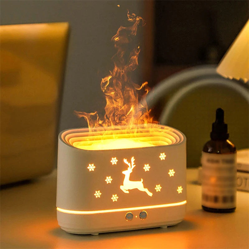 Elk Flame Humidifier Diffuser Mute Household Atmosphere Lamp Christmas Home Decorations 