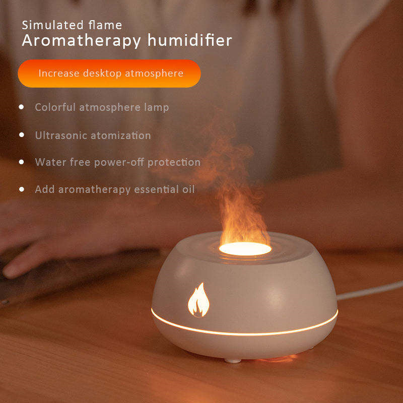 Flame Humidifier Aromatherapy Diffuser 7 Colors Light Home Air Humidifier 130ML USB Room Fragrance Essential Oil Diffuser 