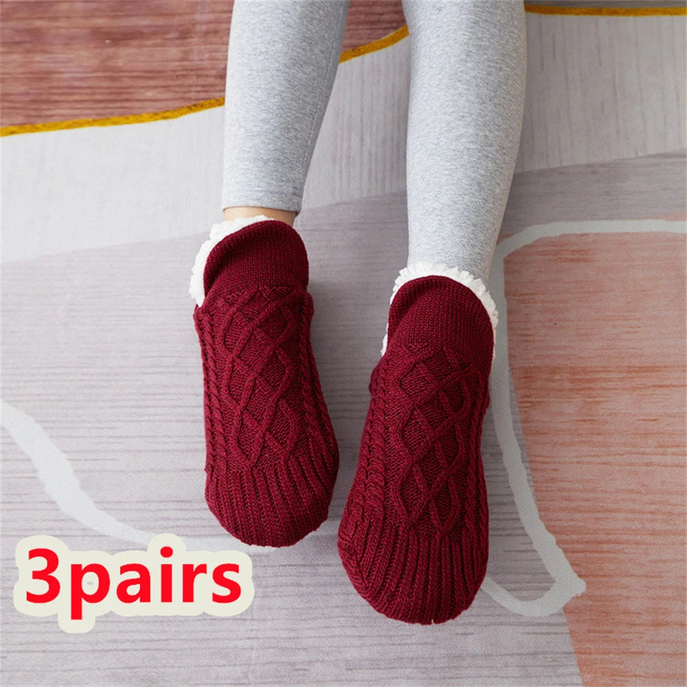 Winter Woolen Socks Women Thicken Warm Home Bedroom Socks Slippers Men Non-slip Foot Warmer Snow Socks Calcetines Mujer 