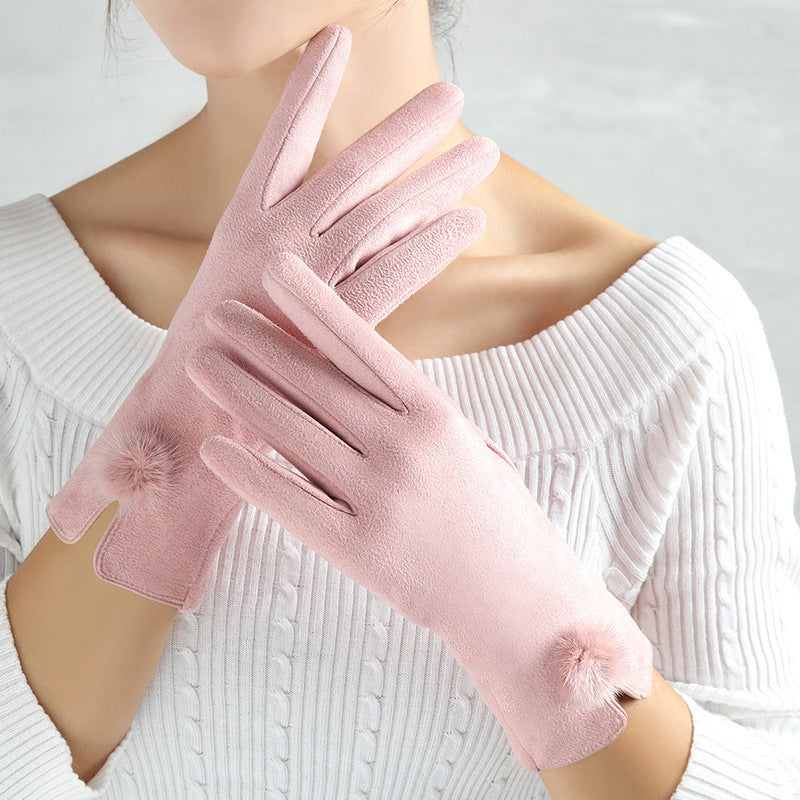 Suede Glove Warm Finger Gloves 