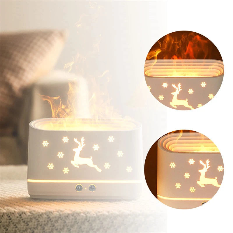 Elk Flame Humidifier Diffuser Mute Household Atmosphere Lamp Christmas Home Decorations 