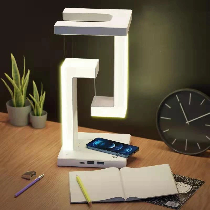 Creative Smartphone Wireless Charging Suspension Table Lamp Balance Lamp Floating For Home Bedroom 