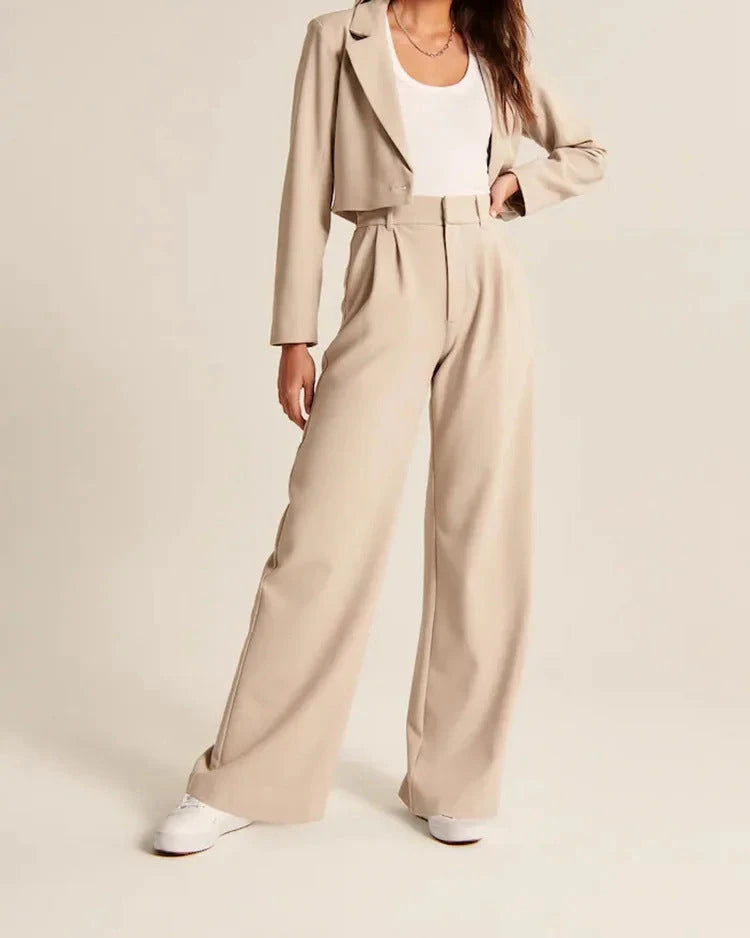 High Waist Straight Trousers With Pockets Wide Leg Casual Pants For Women 